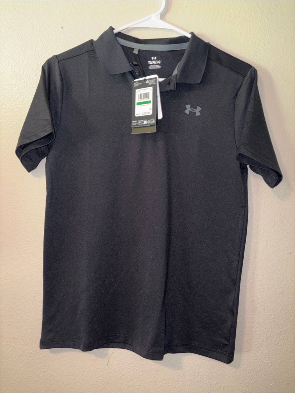 Under Armour Youth large Black Tech Polo Shirt